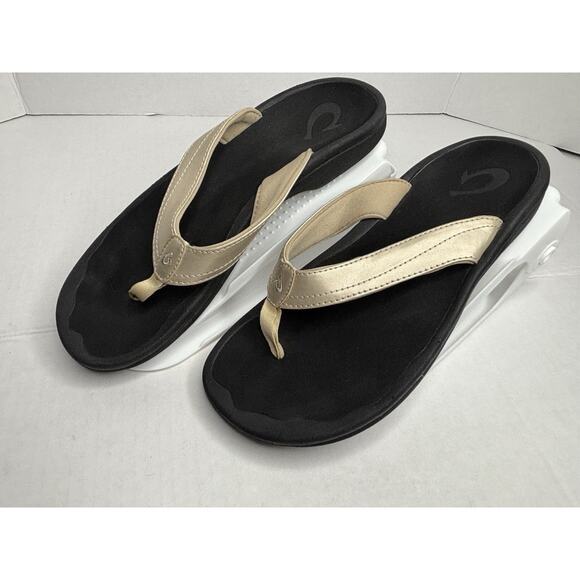 OOFOS OHANA Womans Flip Flop Sandals Champagne/Pearl Color Sz 8/38. - Picture 4 of 6